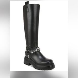 Sam Edelman Black Studded Knee-High Boots